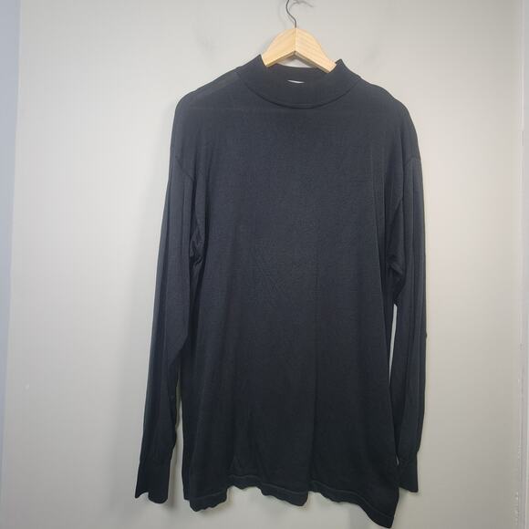 JHanes Barnes Mens L Silk Mock Neck Pullover Sweater Black - Picture 1 of 9